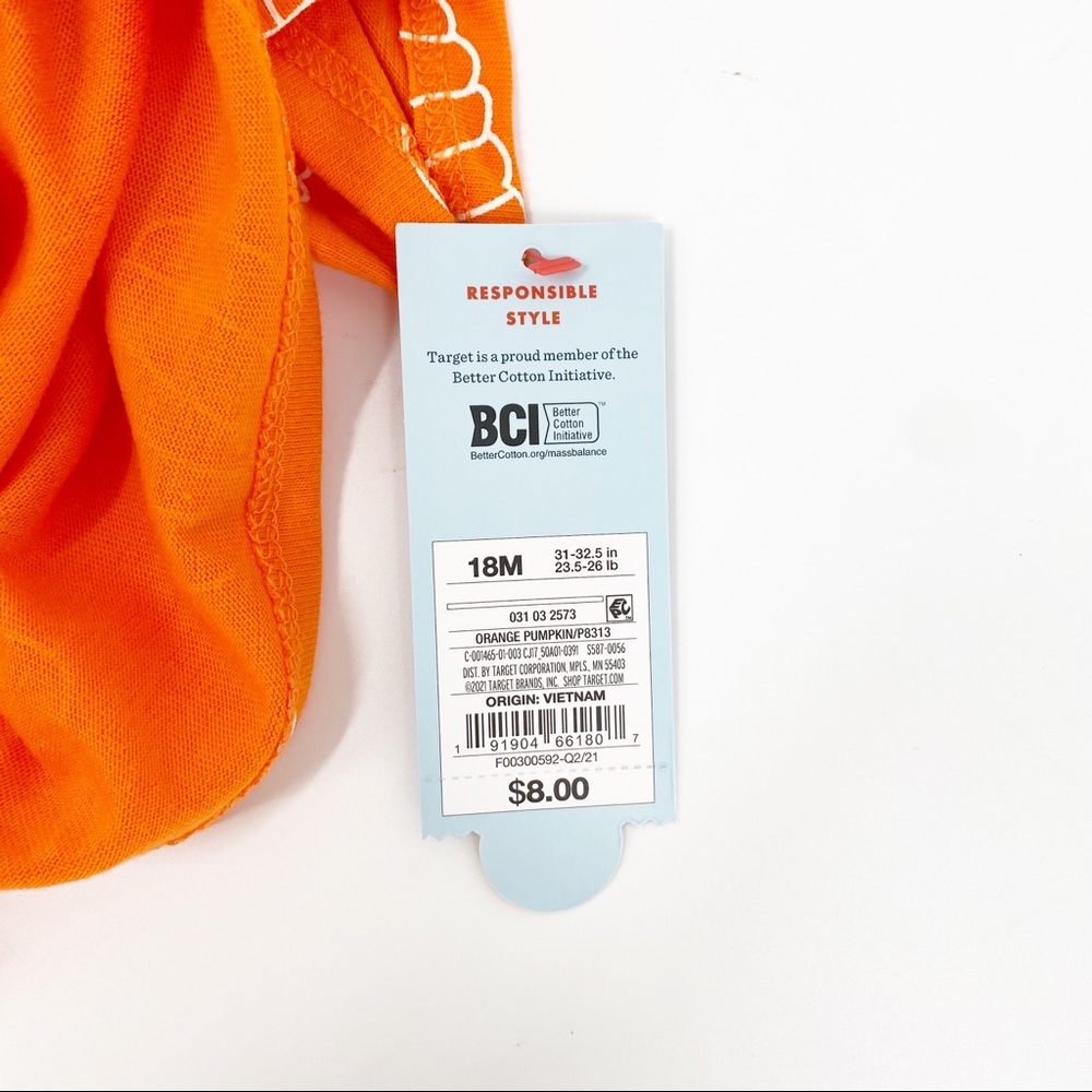 Cat & Jack Fall Pumpkin Long Sleeve Knit Dress ORANGE Toddler Girls Size 18M - Picture 9 of 10